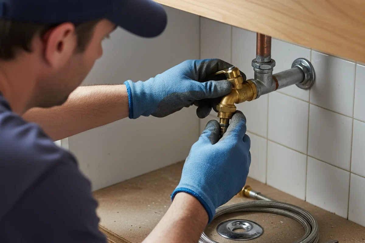 Shutoff valve and fitting work during Faucet and Fixture Repair in Tyaskin